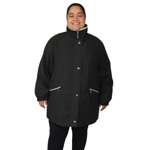 Vintage Fitz-Wright Women's Black Lined Parka Plus Size 3X - Picture 1 of 14